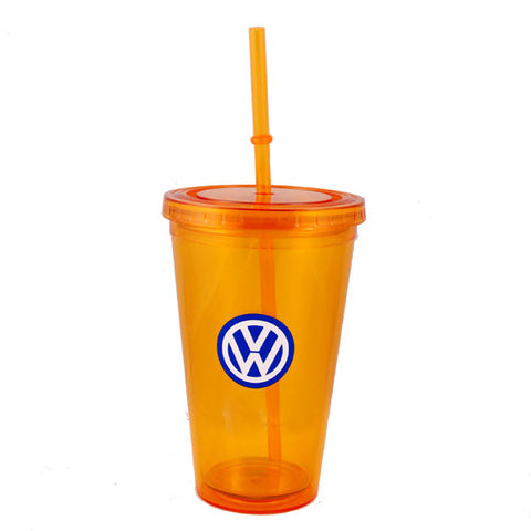 VW Orange Cup With Lid/Straw