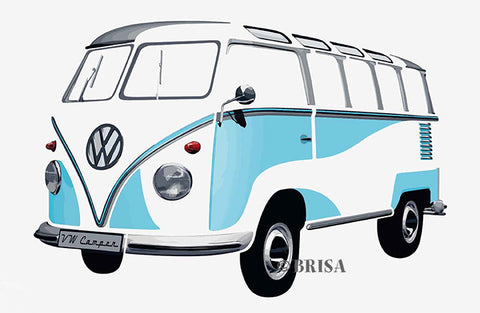 VW Bus Sticker - T1 Wall Decal Blue