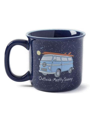 Life is Good "Mostly Sunny" Coffee Mug, Darkest Blue