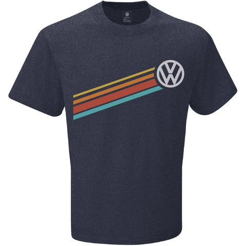VW Classic Tee, Volkswagen Logo Denim Blue Rainbow
