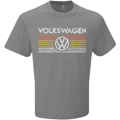 VW Classic Tee, Volkswagen Logo Light Grey Rainbow