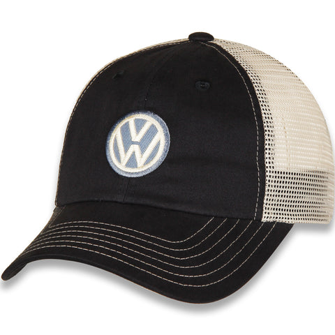 VW Hat, Navy Blue and White with Volkswagen Logo and Mesh Back