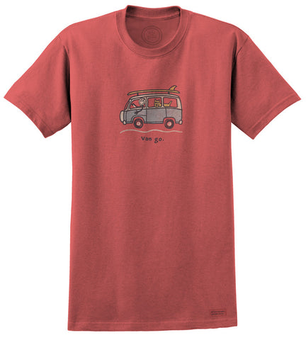 Life is Good VW "Surf Van Go" Men's T-shirt, Barnyard Red