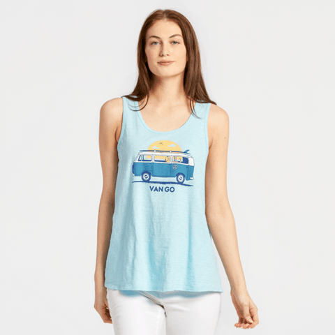 Life is Good Women's Van Go Textured Slub Tank, Beach Blue