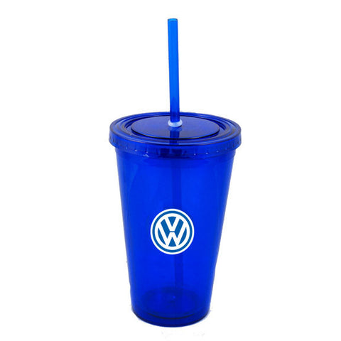 VW Blue Cup With Lid/Straw