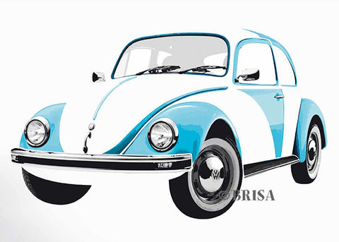 VW Beetle Wall Decal, Blue