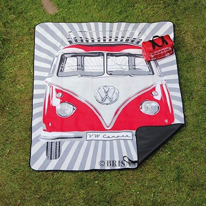 VW T1 Bus Picnic Blanket with Carrying Bag - Red