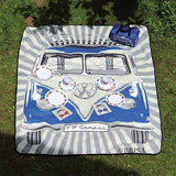 VW T1 Bus Picnic Blanket with Carrying Bag - Blue