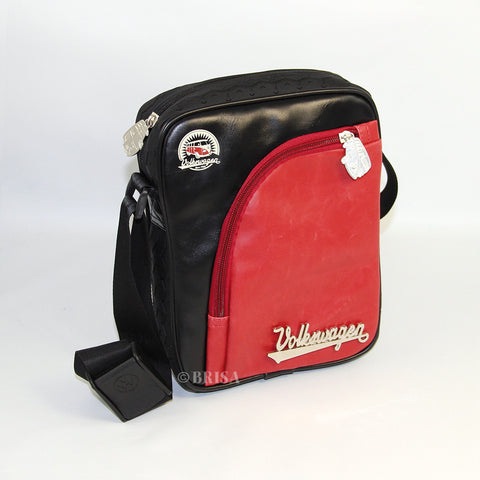 VW T1 Bus Vintage Look iPad Bag With Tire Tread Edging - Black/Red