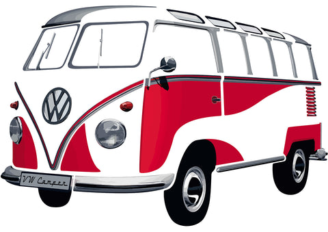 VW Bus Sticker - T1 Wall Decal Classic Red