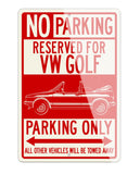 Volkswagen Golf Rabbit Cabriolet Convertible Reserved Parking Only Sign