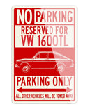 Volkswagen Type 3 Fastback 1600TL Reserved Parking Only Sign